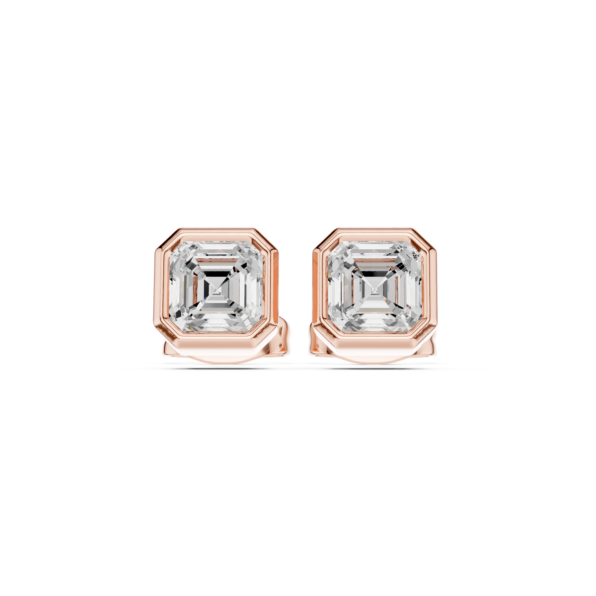 Gold stud earrings with diamonds "Emerald"