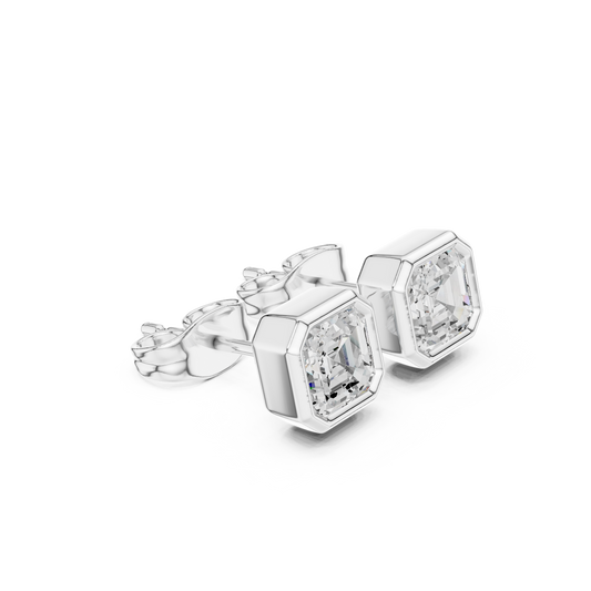 Gold stud earrings with diamonds "Emerald"