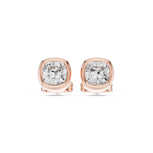Gold stud earrings with diamonds "Emerald"