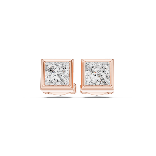 Gold stud earrings with diamonds "Emerald"