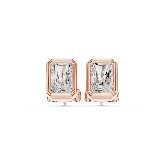 Gold stud earrings with diamonds "Emerald"