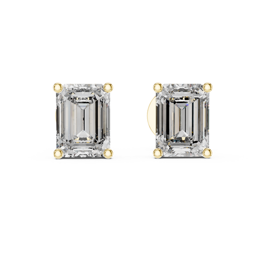 Gold stud earrings with diamonds "Emerald"