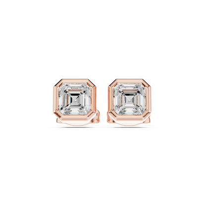 Gold stud earrings with diamonds "Emerald"