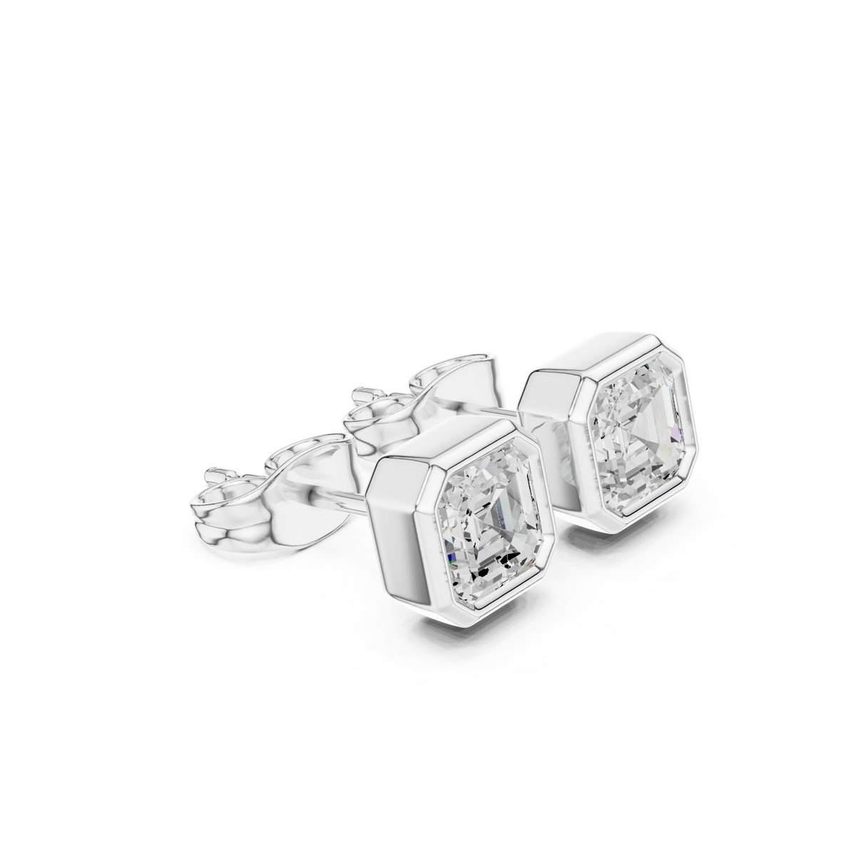Gold stud earrings with diamonds "Emerald"