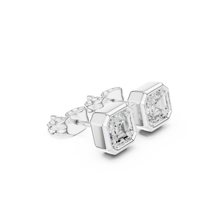 Gold stud earrings with diamonds "Emerald"
