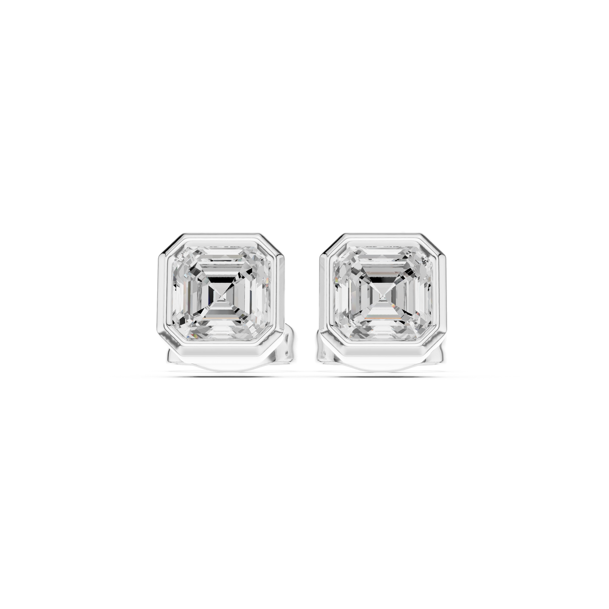 Gold stud earrings with diamonds "Emerald"