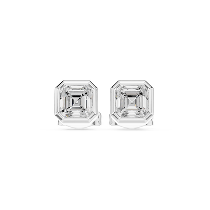 Gold stud earrings with diamonds "Emerald"