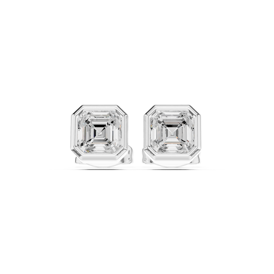 Gold stud earrings with diamonds "Emerald"