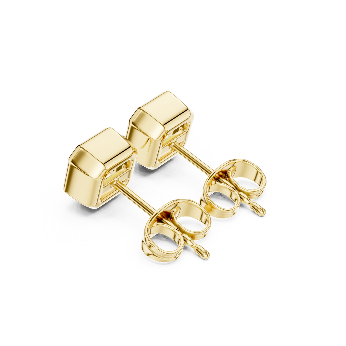 Gold stud earrings with diamonds "Emerald"