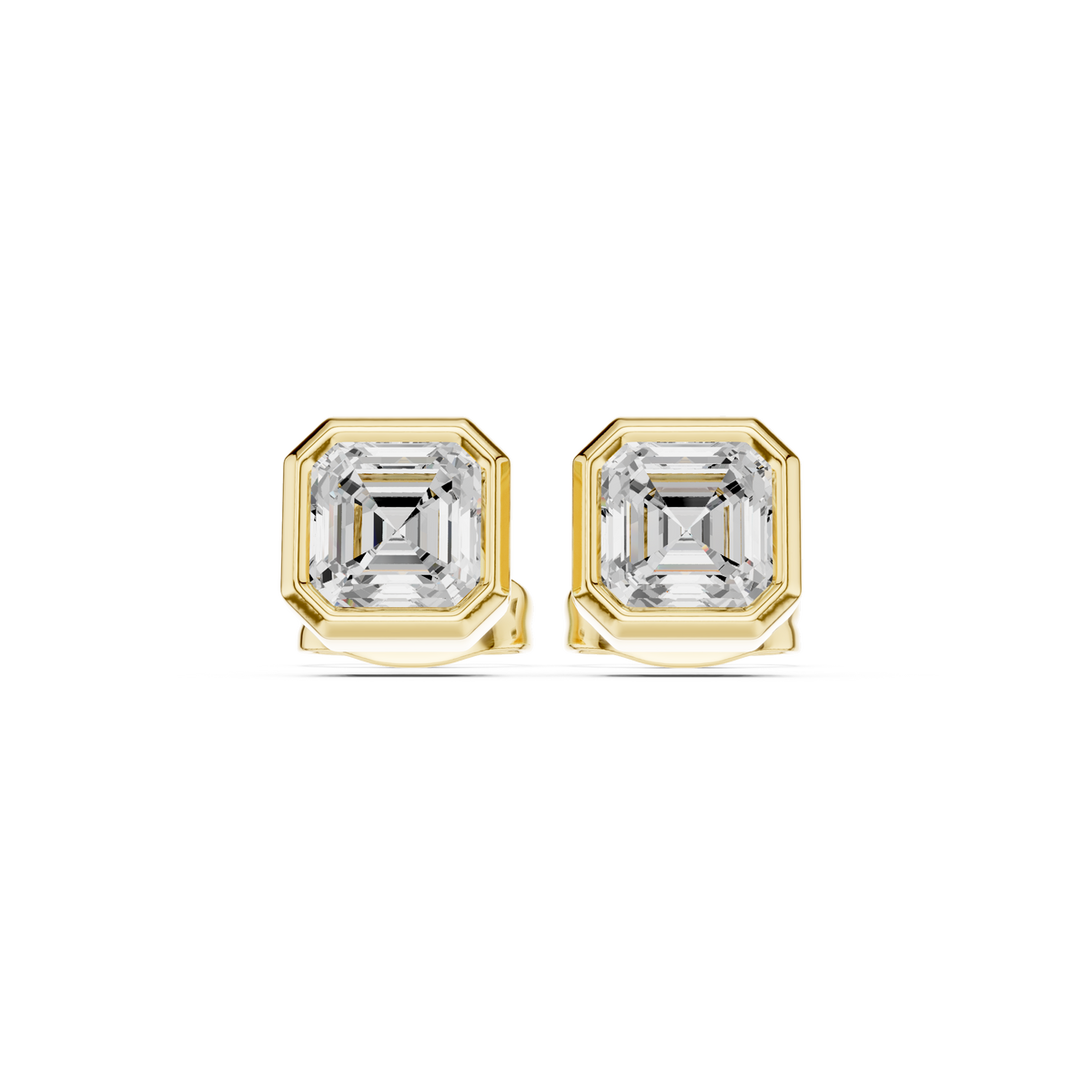 Gold stud earrings with diamonds "Emerald"