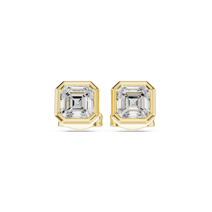 Gold stud earrings with diamonds "Emerald"