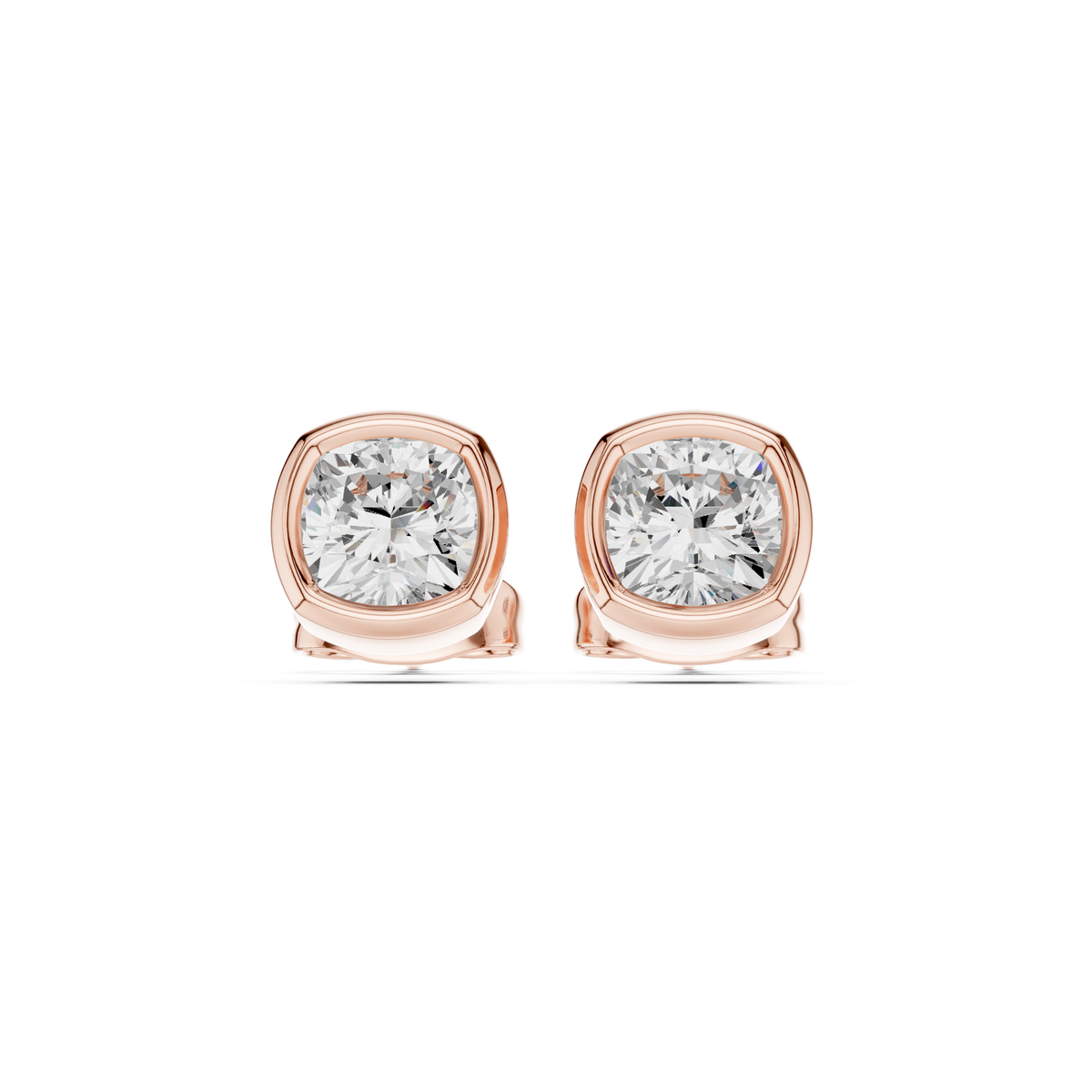 Gold stud earrings with diamonds "Emerald"