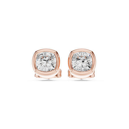 Gold stud earrings with diamonds "Emerald"