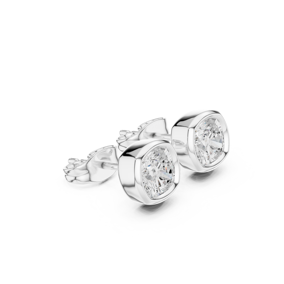 Gold stud earrings with diamonds "Emerald"