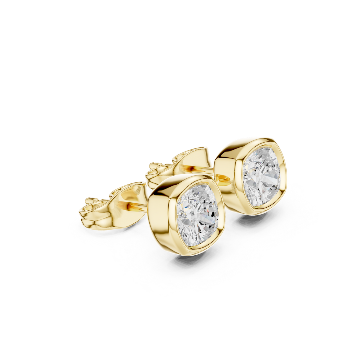 Gold stud earrings with diamonds "Emerald"
