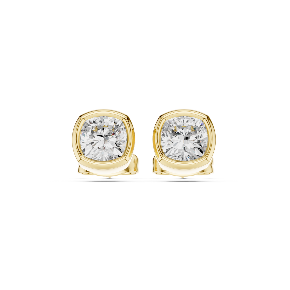 Gold stud earrings with diamonds "Emerald"