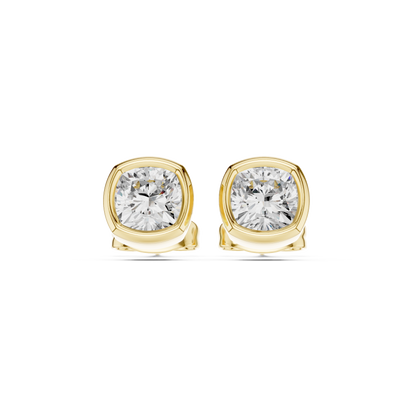 Gold stud earrings with diamonds "Emerald"