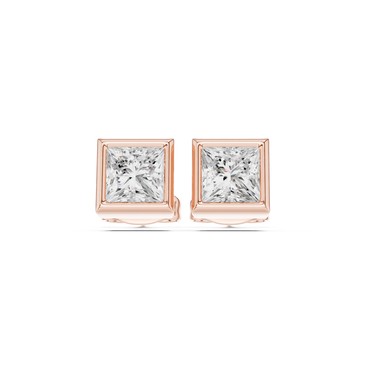 Gold stud earrings with diamonds "Emerald"