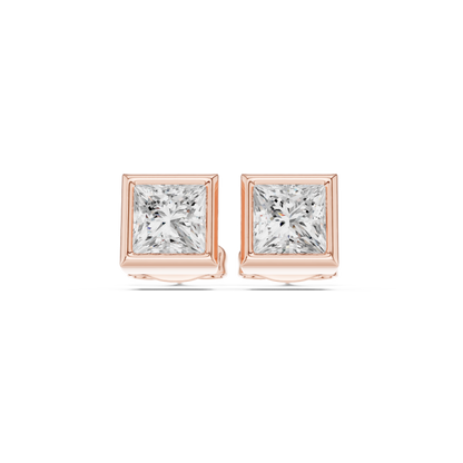 Gold stud earrings with diamonds "Emerald"