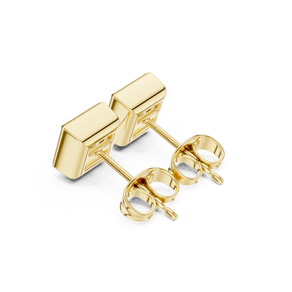 Gold stud earrings with diamonds "Emerald"