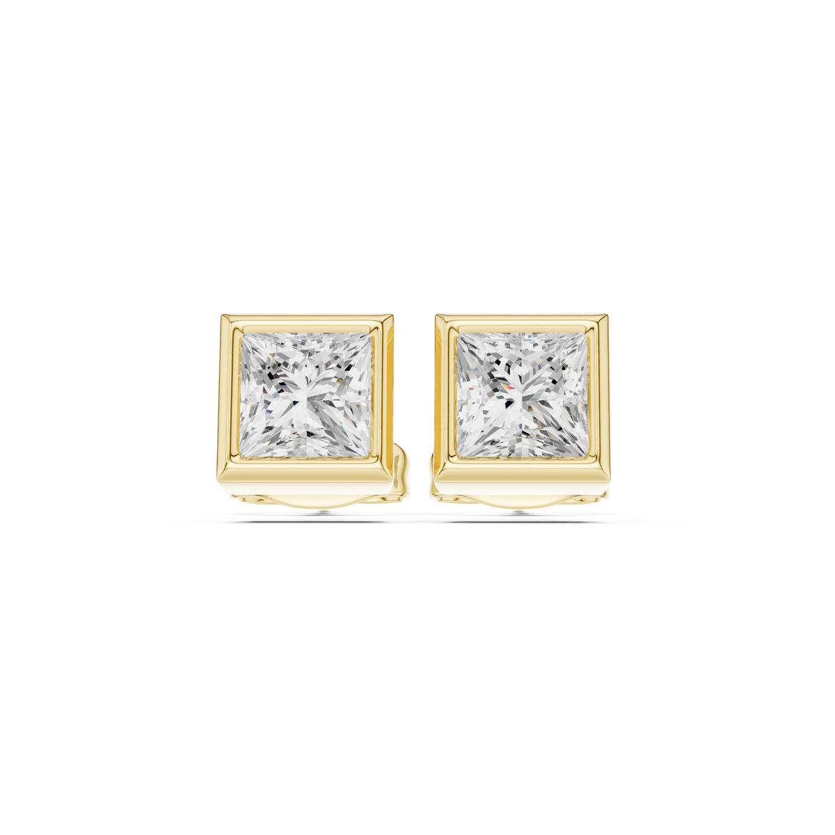 Gold stud earrings with diamonds "Emerald"