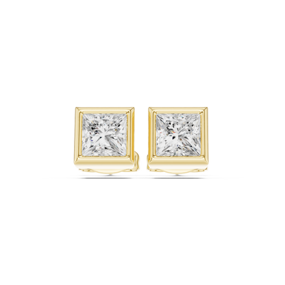 Gold stud earrings with diamonds "Emerald"