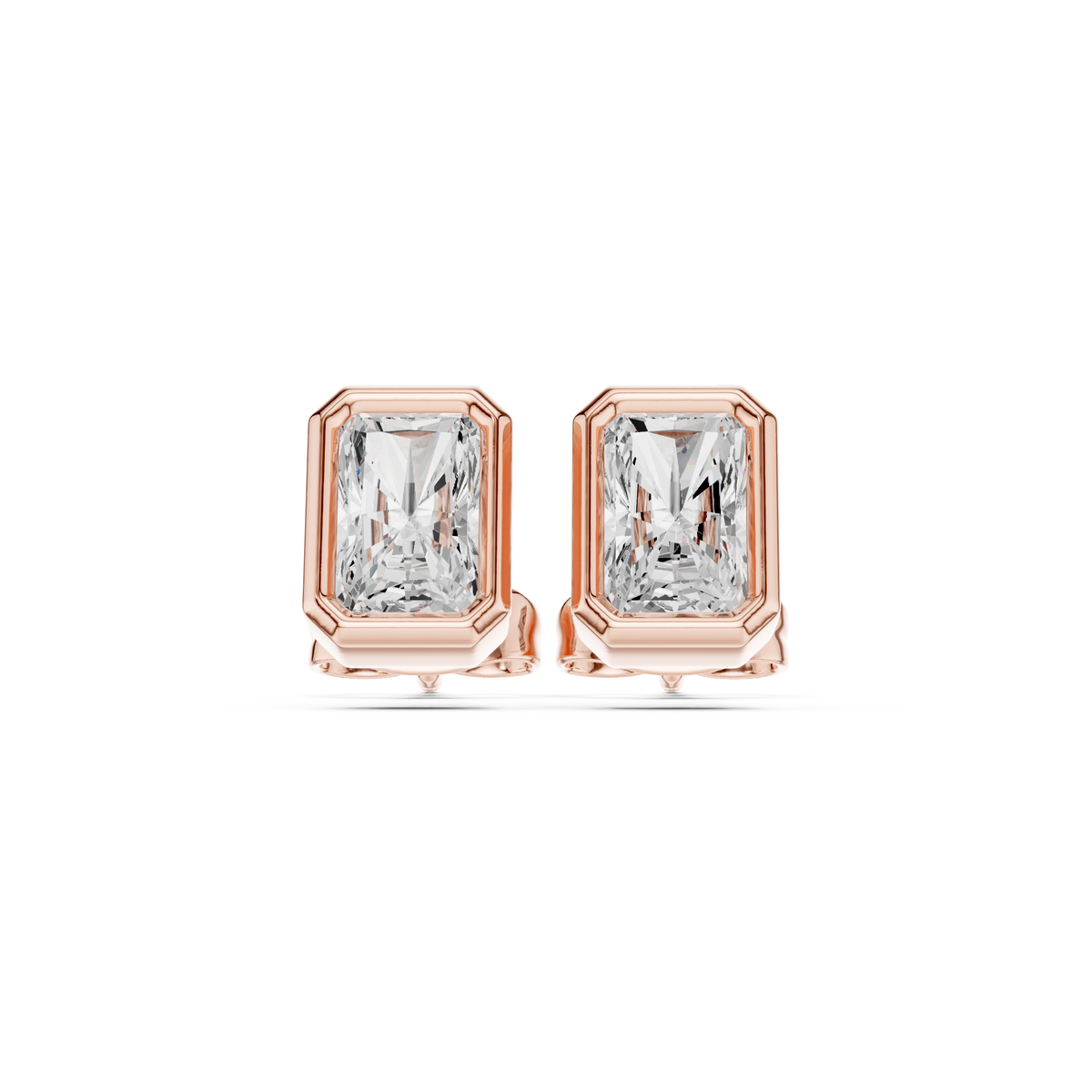 Gold stud earrings with diamonds "Emerald"