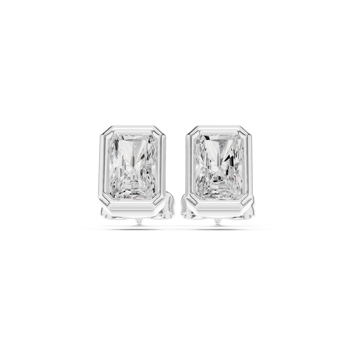 Gold stud earrings with diamonds "Emerald"