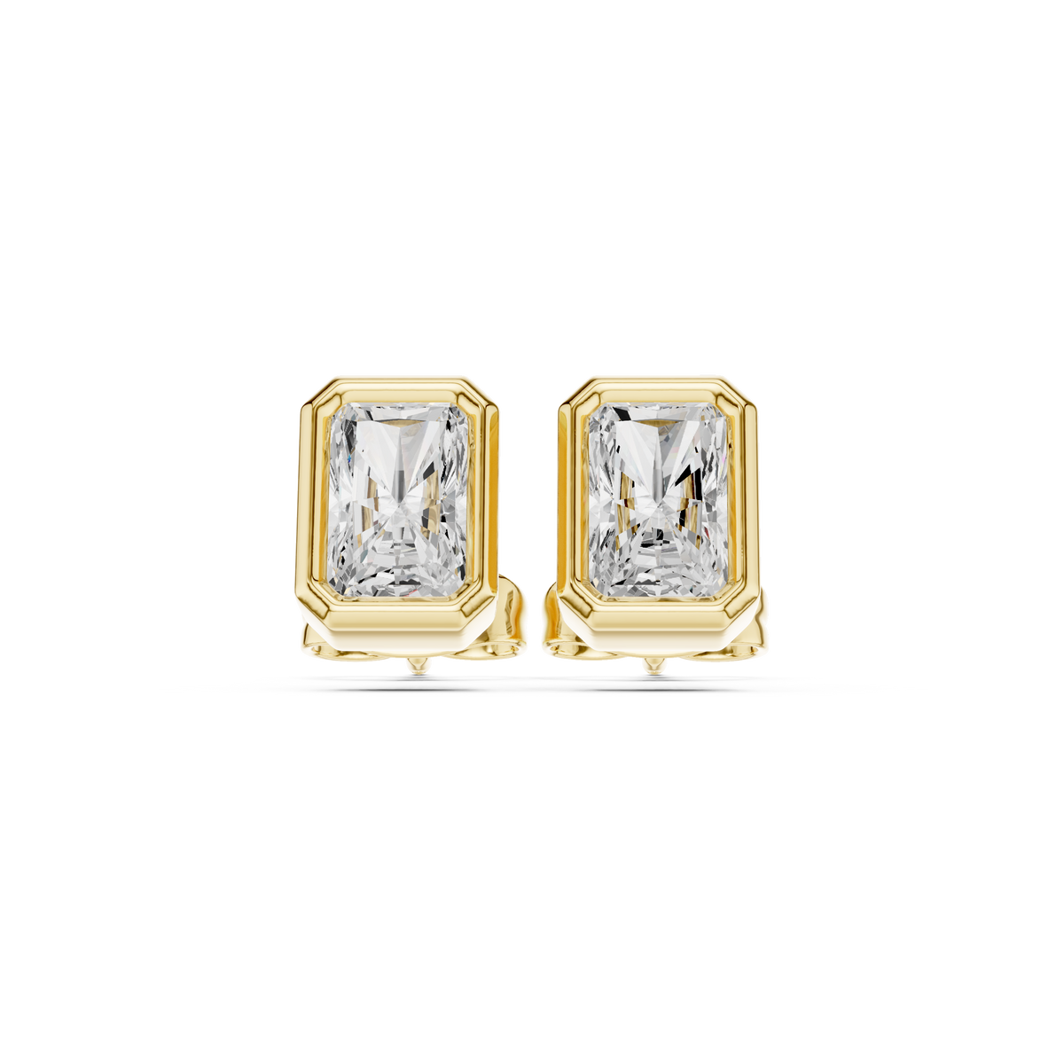 Gold stud earrings with diamonds "Emerald"