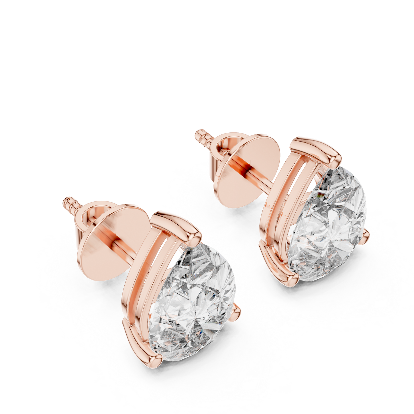 Zelta auskari nagliņas ar briljantiem "Pear"