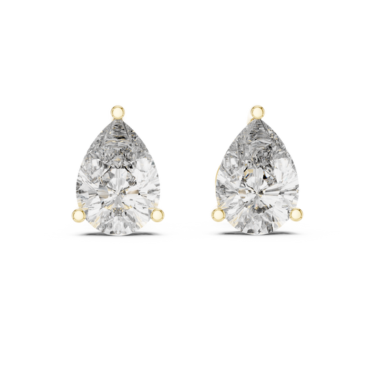 Zelta auskari nagliņas ar briljantiem "Pear"