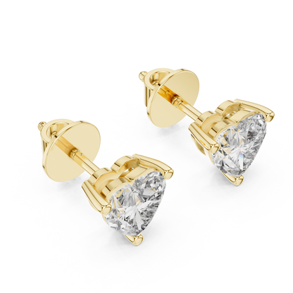 Zelta auskari nagliņas ar briljantiem "Heart"